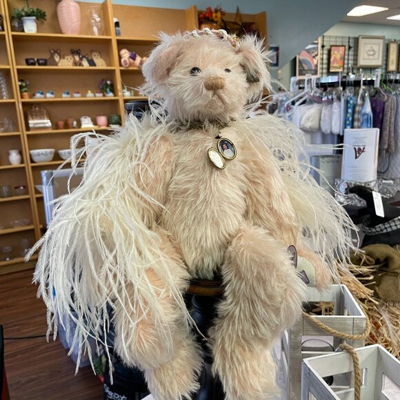 Annette Funicello "Faith " Mohair Angel Teddy Bear Locket W/ Annette's Photo - Picture 4 of 5